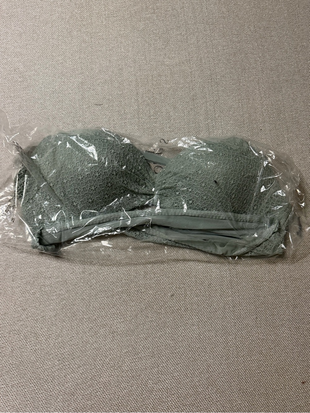 Victoria's Secret Lace Bandeau Bra in Sage Green
